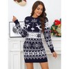 Women's Cute Ugly Christmas Sweater Dress Long Sleeve Crew Neck Pullover Reindeer Snowflakes Printed Holiday Mini Sweater Dress - 3 of 4