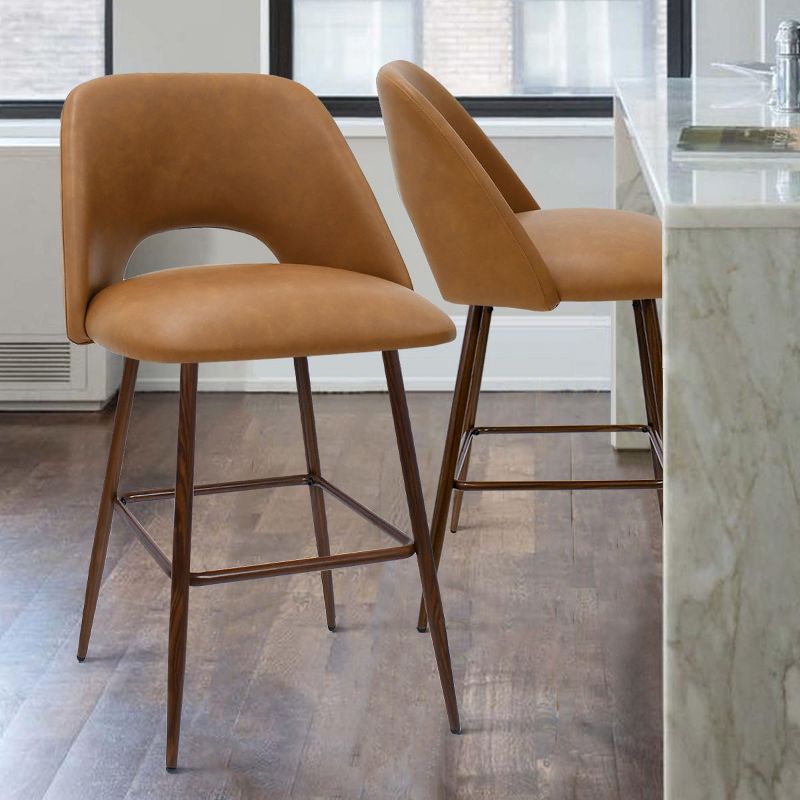 26 inches Edwin Upholstered Counter Height Stool (Set of 2) Walnut Leg-The Pop Maison, 1 of 14
