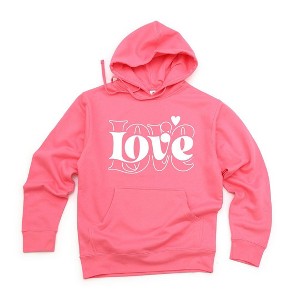 Simply Sage Market Women's Graphic Hoodie Love Heart Stacked - 1 of 3