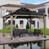 Aoodor  Wood Gazebo,Outdoor Upgrade Cedar Wooden Frame Gazebo with 2-Tier Galvanized Steel Roof - 2 of 4