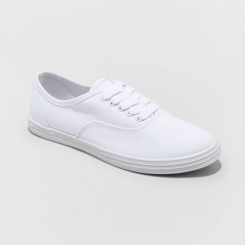 Low-Top Lace-Up Flag Trainers, White