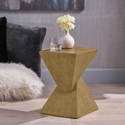 Modern Concrete Side Table with Twisted Hourglass Shape, Hand-Painted Finish and Lightweight Durable Structure-The Pop Home