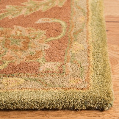 Elegant Jaipur Green/Rust Hand-Tufted Wool Rug - 59" x 84"