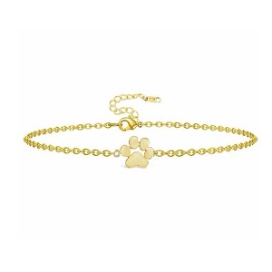 Hollywood Sensation Gold-Plated Paw Print Bracelet for Pet Lovers 7 Inches Gold - 1 of 4