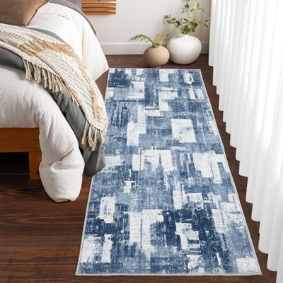 Modern Abstract Geometric Area Rug Machine Washable Rug With Non-Slip Backing Stain Resistant Easy Cleaning Indoor Low Pile Floor Cover For Home Decor
