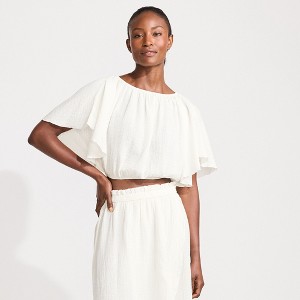 Lands' End Women's Cotton Gauze Dolman Sleeve Crop Cover Up Top - 1 of 4