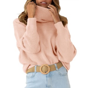 Women’s Elevated Oversized Turtleneck Sweater - Architectural Knit with Strategic Proportions Pullover Tops - 1 of 1