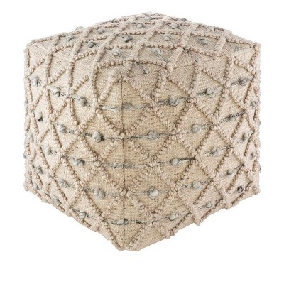 Mark & Day Paudorf 18"H x 18"W x 18"D Bohemian/Global Taupe Pouf