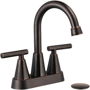 Cobbe Bathroom Faucets, 4-Inch Oil Rubbed Bronze Bathroom Sink Faucet, 2 Handle Bathroom Sink Faucet with Pop Up Drain and Water Supply Lines, ORB - 1 of 4
