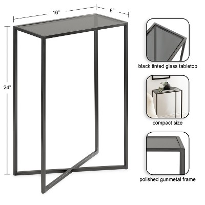 Jaspur Pewter Metal and Glass Rectangular Side Table