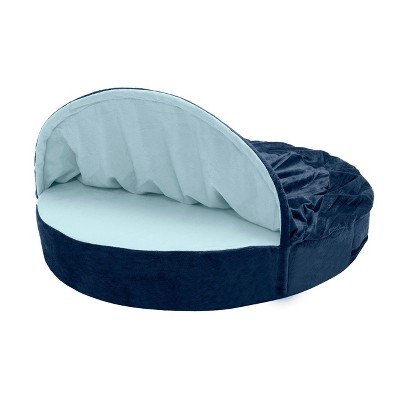 Navy Microvelvet Orthopedic Round Pet Bed, 26-inch