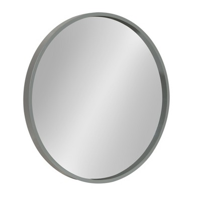 Travis 22" Gray Round Wood Wall Mirror
