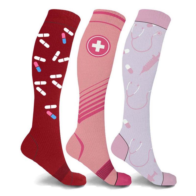 Copper Zone Energizing Fun Knee High Socks For Medical Professionals - 3 Pair Pack, 1 of 9