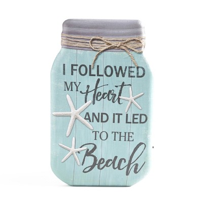 Lakeside Lighted Wooden Wall Jar-Look Hanging Decoration with Nautical Sentiment