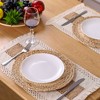 Aoibox Handmade Boho Placemats Set of 6 - Natural Cotton Burlap and Water Straw Woven Table Mats for Dining Kitchen Farmhouse Style - 3 of 4