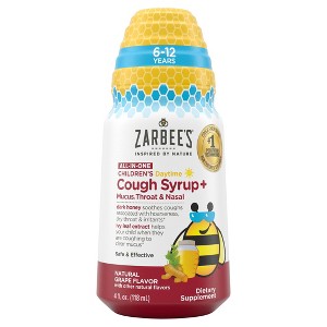 Zarbee's Children's Daytime Natural Grape Flavor Cough Syrup + Mucus, Throat & Nasal 4 fl oz - 1 of 4