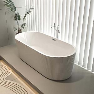 67 Inch Freestanding Bathtub, Acrylic Soaking Bathtub, Contemporary Fluted Style Bathtub With Chrome Overflow And Pop-Up Drain For Bathroom - 1 of 4