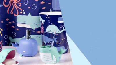 Whale Shaped Blue and Pink Plastic Kids' Soap Dish