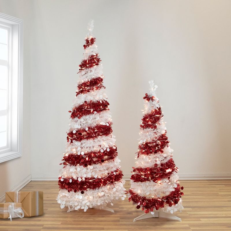 Northlight 4' Pre-Lit Candy Cane Pop-Up Artificial Christmas Tree, Clear Lights, 3 of 9