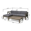VisioGear Patio Chaise Lounges, 5-Piece Patio Furniture Set with Thick Cushion, Outdoor Furniture with Wood Table, Dark Gray, 81.5"*28"*24" - 3 of 4