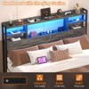 Besiost Headboard with Storage shelves and Charging Station, Wood Headboard with LED Light - 3 of 4