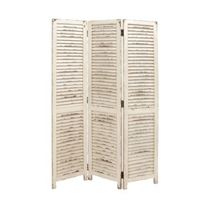Farmhouse Wood Room Divider Screen Cream - Olivia & May - 1 of 4