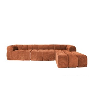 Christopher Knight Home Diego 12 2 " Modern L-Shaped High-Density Foam Sectional Sofa with Low Backrest Orange - 1 of 4