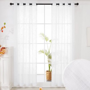 Deconovo Faux Linen Sheer Curtain Panels (2-Pack) – Light Filtering, Grommet Top - 1 of 4