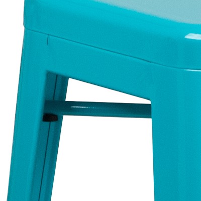 Teal-Blue Industrial 30" Backless Metal Indoor-Outdoor Barstool