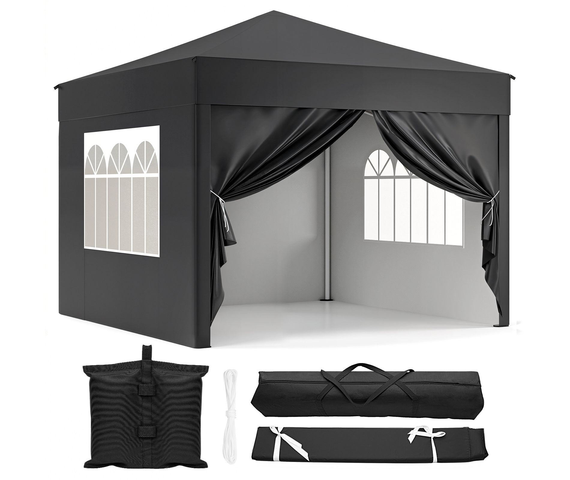 10x10 Pop-Up Canopy Tent with 4 Removable Sidewalls and UPF 50+ Waterproof Top