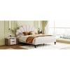 KTMBDW Full/Queen Size Upholstered Platform Bed with Flower Pattern Velvet Headboard - 4 of 4