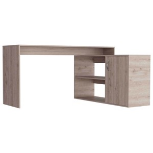 NicBex 59.6 Inch L-Shaped Computer Home Office Desk with 2 Open Shelves and 1 Cabinet - 1 of 4