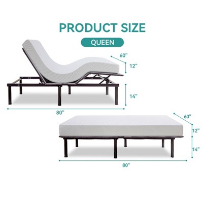 Vipbear Adjustable Bed Base with Mattress,10 Inch Gel Memory Foam Medium-Firm Mattress in Box, Adjustable Bed Frame,Thickened Foam Frame