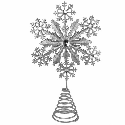 ORNATIVITY Christmas Rattan Tree Topper - White and Silver Xmas