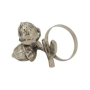 Saro Lifestyle Saro Lifestyle Table Napkin Rings With Acorn Design (Set of 4), Silver, - 1 of 4