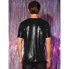 Lars Amadeus Men's Short Sleeves Crew Neck Nightclub Party Sequin T-Shirts - 3 of 4