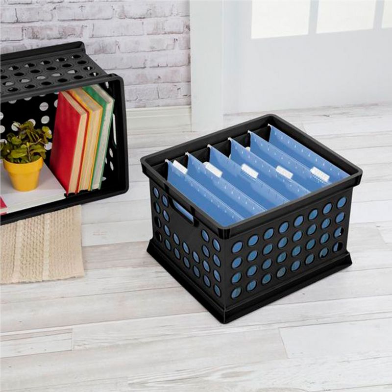 Sterilite Stackable Plastic Storage Crate Bin Organizer File Box with Handles for Home, Office, Dorm, Garage, or Utility Organization, Black, 5 of 7