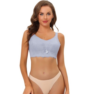 Allegra K Women's Lace Everyday Wear (available In Plus Size) Wireless Bra  And Panty Set Blue 38d : Target