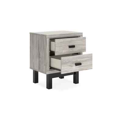 Contemporary Black and Gray 2-Drawer Nightstand with Matte Handles