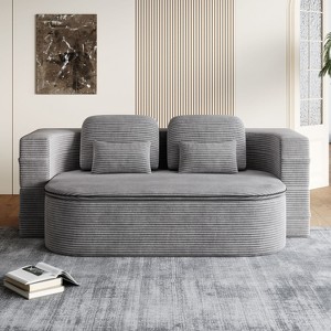 NicBex Corduroy Upholstered Floor Sofa Bed with Convertible Foldable Design,2-Seater Futon Couch Sleeper Sofa for Living Room,Bedroom - 1 of 4