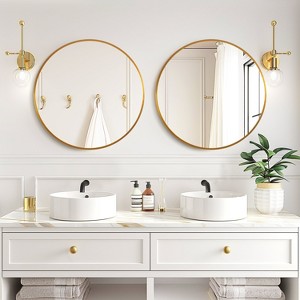 Dovelina Round Aluminum Framed Bathroom Vanity Mirror Hanging Mirror（Set of 2) - 1 of 4