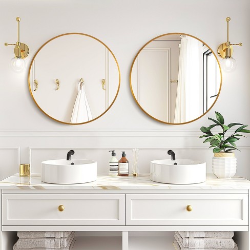 Dovelina Round Aluminum Framed Bathroom Vanity Mirror Hanging Mirror（Set of 2) - image 1 of 4