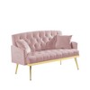 2-Seater Velvet Loveseat Sofa – Tufted Back, Metal Legs, with 2 Pillows, for Living Room, Bedroom or Office - 2 of 4