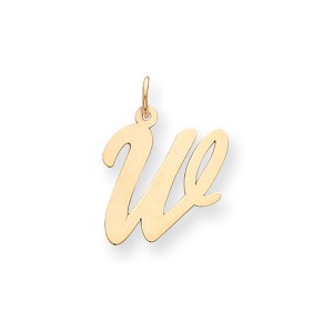 Black Bow Jewelry 14k Yellow Gold, Madison Collection, Medium Script Initial Pendant A-W - 1 of 4
