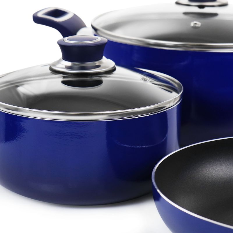 Oster 7 Piece Non Stick Aluminum Cookware Set in Blue, 3 of 11