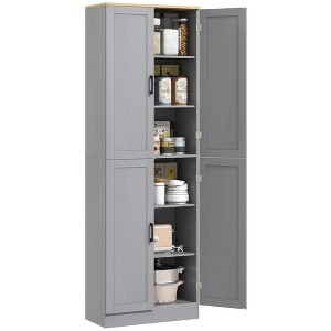 HOMCOM 67" Freestanding Kitchen Pantry, 4-Door Storage Cabinet Organizer with Adjustable Shelves and Doors - 1 of 4