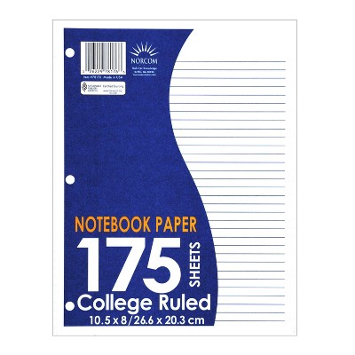 Photo 1 of 24 PACKS   175 Sheet College Ruled Filler Paper White - Norcom