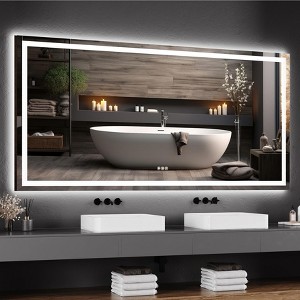 COZONY Bathroom Mirror with Lights, Dimmable, Anti-Fog, Shatter-Proof, Memory Function, Backlit and Front Lit, Vanity Mirror, 45x30" / 60x30" - 1 of 4