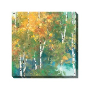 Cottage Garden West of The Wind Obscure Forest Green, Yellow, Blue 24 x 24 Inch Waterproof Gallery Wrapped Canvas, Outdoor Garden, Yard, Patio All - 1 of 2