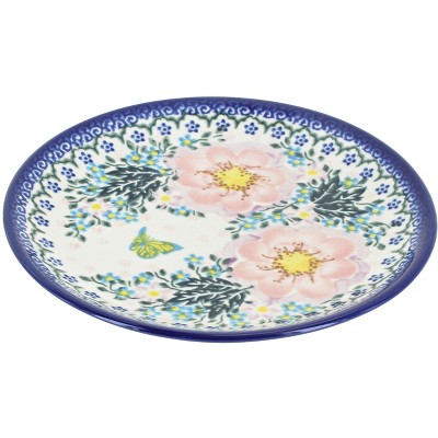 Blue Rose Polish Pottery Apple Blossom Dessert Plate